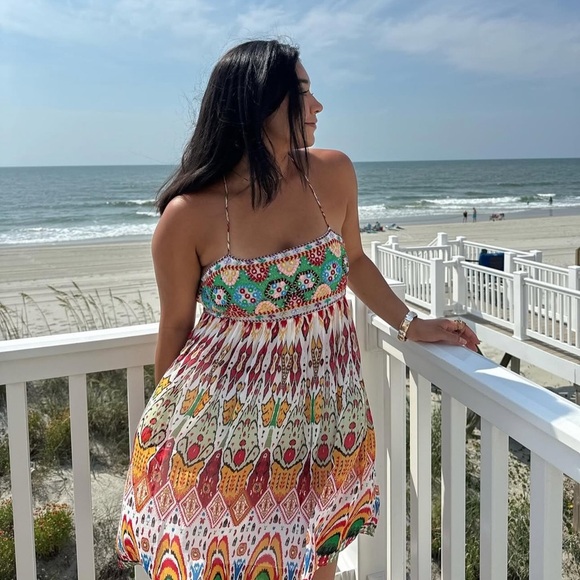 🦋 BLOGGERS FAVORITE 🦋 ZARA MULTICOLOURED SHORT EMBROIDERED DRESS SIZE S - Picture 6 of 16